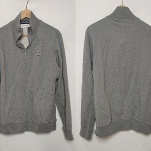 Lacoste 1/4 Zip Cotton Pullover Sweatshirt Ribbed SH2517 Gray 6 XL